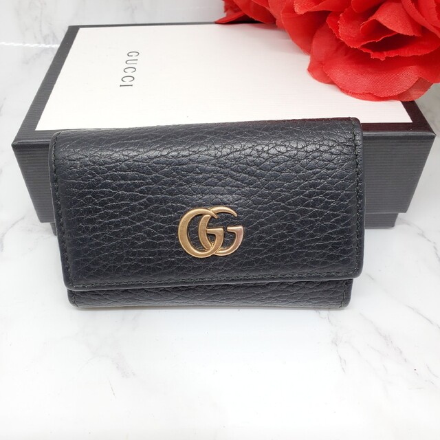 美品】 GUCCI グッチ キーケース GG マーモント ブラック 6連 黒