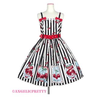 アンジェリックプリティー(Angelic Pretty)のcherry stamp ジャンパースカート(ひざ丈ワンピース)