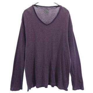 カルバンクライン(Calvin Klein)のカルバンクライン ビッグサイズ Vネック 長袖 Tシャツ 4L パープル系 Calvin Klein ロンT メンズ 【中古】  【230128】(Tシャツ/カットソー(半袖/袖なし))