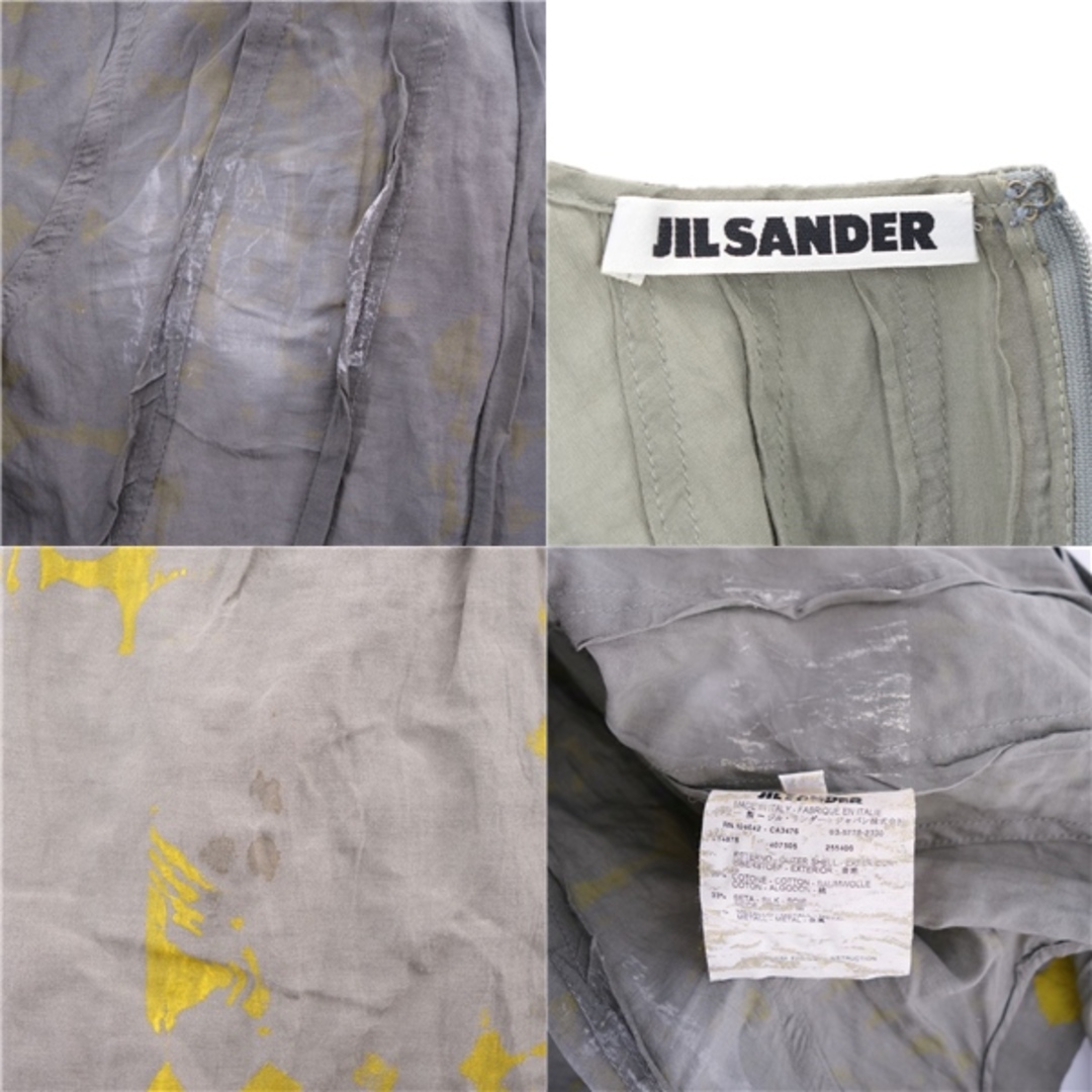 Jil Sander(ジルサンダー)のジルサンダー JIL SANDER ワンピース ドレス ノースリーブ ジップアップ 総柄 トップス レディース 34(S相当) グレー/イエロー レディースのワンピース(ひざ丈ワンピース)の商品写真