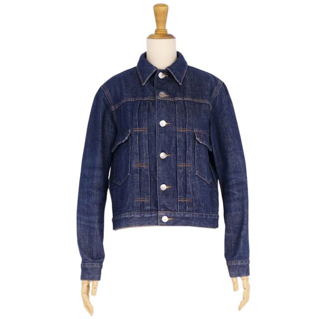 美品 アーペーセー A.P.C ジャケット デニムジャケット ショート丈 ボタンフライ 無地 コットン アウター レディース M インディゴブルーカラーインディゴブルー