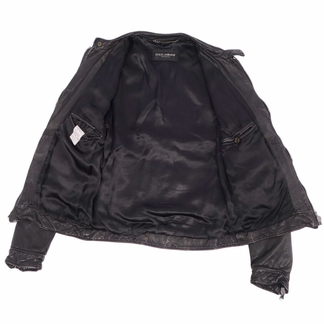 ドルチェ&ガッバーナ DOLCE&GABBANA ジャケット ライダースジャケット レザージャケット シングル ラムレザー アウター メンズ 44(S相当) ブラック