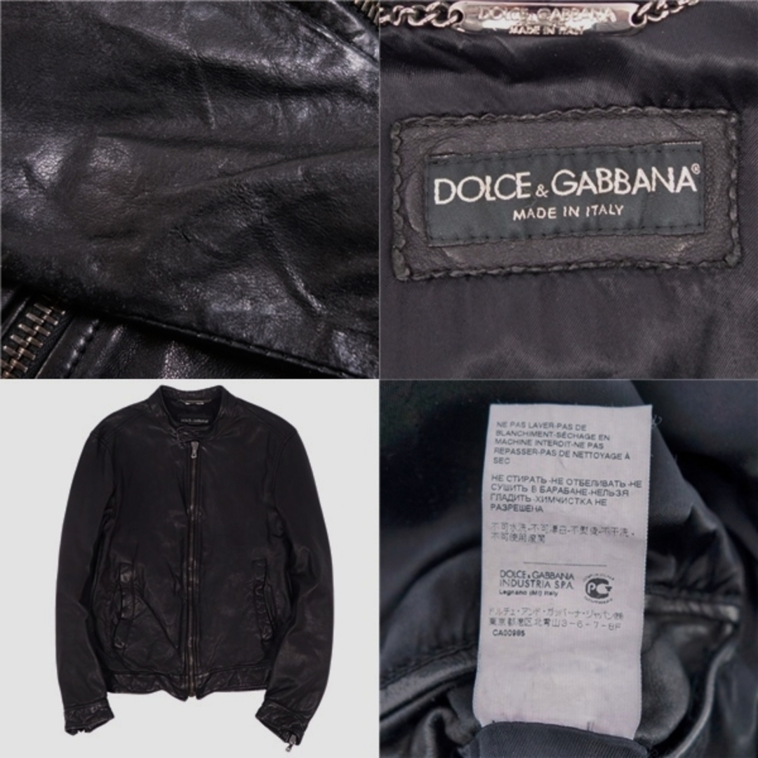 dolce＆gabbana ラムレザー　シングルライダースジャケット　革ジャン