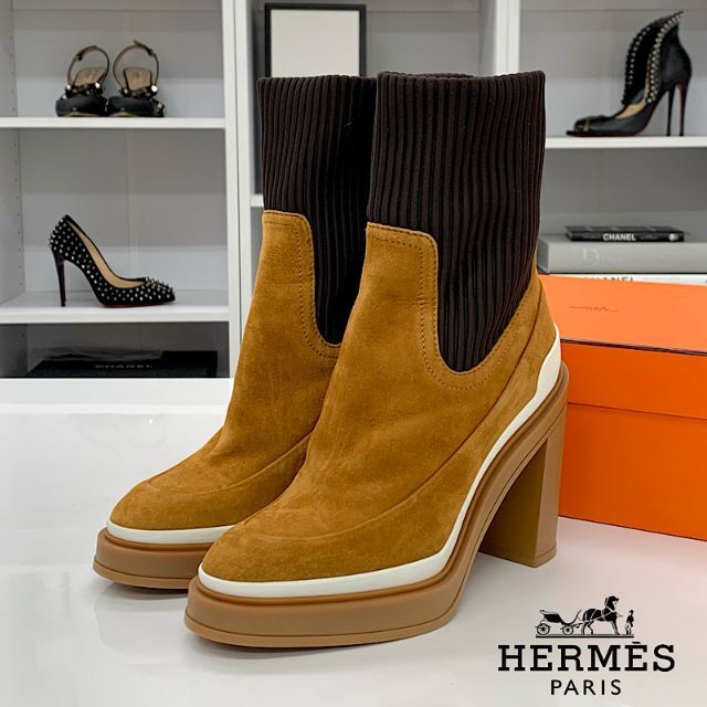 Hermes - 5941 エルメス スエード ショートブーツ バイカラー