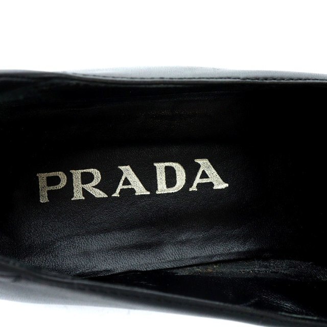 PRADA(プラダ)のプラダ PRADA ローファー スクエアトゥ レザー 36 22cm 黒 レディースの靴/シューズ(ローファー/革靴)の商品写真