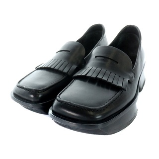 プラダ(PRADA)のプラダ PRADA ローファー スクエアトゥ レザー 36 22cm 黒(ローファー/革靴)