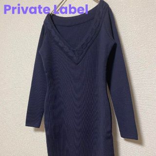 プライベートレーベル(PRIVATE LABEL)の1752 プライベートレーベル ネイビー 美シルエット ミニワンピース 日本製(ミニワンピース)