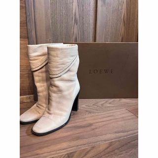 LOEWE - 良品 ロエベ サイドジップ コインローファー ヒール ショート