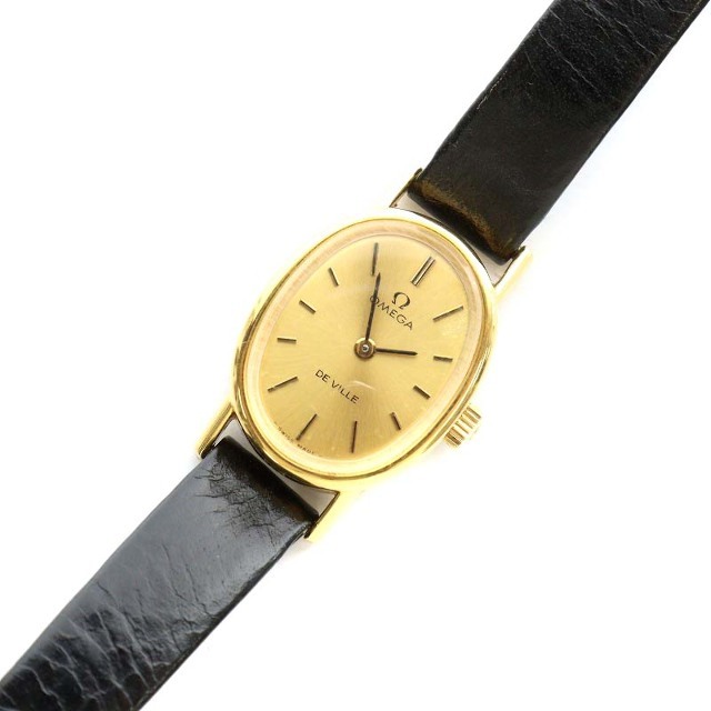 12155cmケースタテオメガ ヴィンテージ デビル DE VILLE 腕時計 アナログ ゴールド色 黒