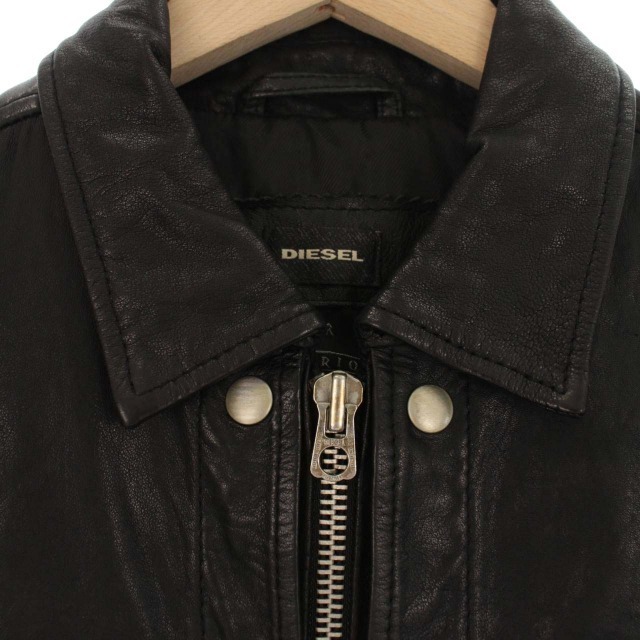 DIESEL(ディーゼル)のDIESEL レザージャケット 革ジャン ライダース シングル 羊革 S 黒 メンズのジャケット/アウター(ライダースジャケット)の商品写真