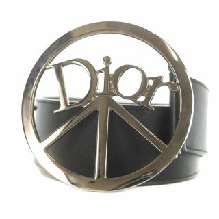 クリスチャンディオール(Christian Dior)のChristian Dior ベルト ロゴバックル レザー 90 黒 ブラック(ベルト)