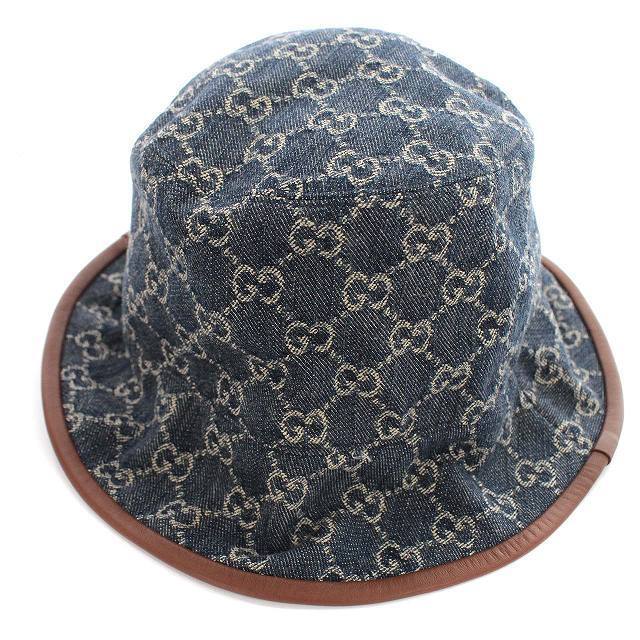 グッチ GUCCI GGキャンバス デニム 帽子 バケットハット L 59cm 【即