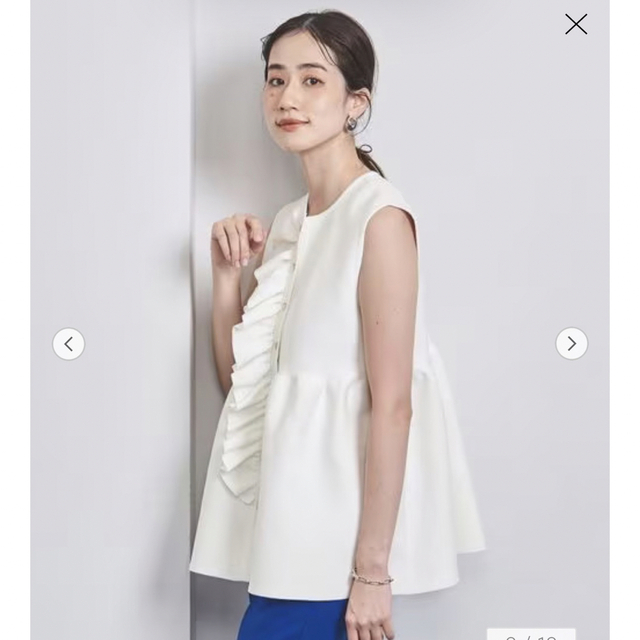 完売 新品タグ付 united arrows フリルニットベスト ホワイト 白-