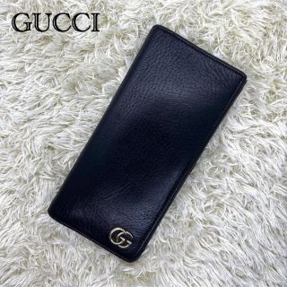 グッチ(Gucci)の【希少✨】GUCCI グッチ GGマーモント レザー ロングウォレット 財布 黒(長財布)