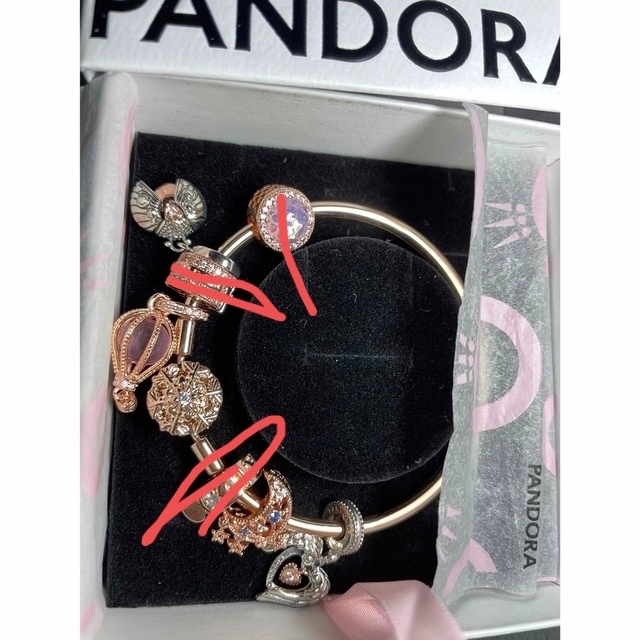 PANDORA パンドラ　ブレスレット　ローズゴールド　チャーム×7 バングル