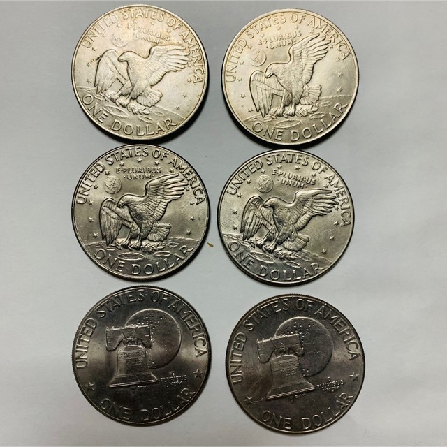 1ドル硬貨　アメリカアイゼンハワークラウン型大型1ドル硬貨6枚 エンタメ/ホビーのコレクション(その他)の商品写真