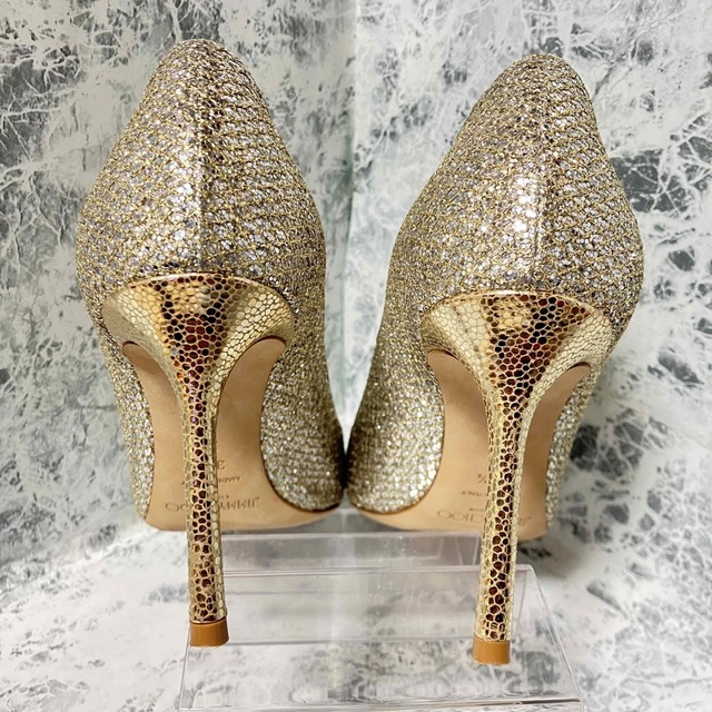 【ほぼ美品】JIMMY CHOO  ジミーチュウ　シルバーグリッター箱\u0026袋付き