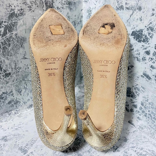 【ほぼ美品】JIMMY CHOO  ジミーチュウ　シルバーグリッター箱\u0026袋付き