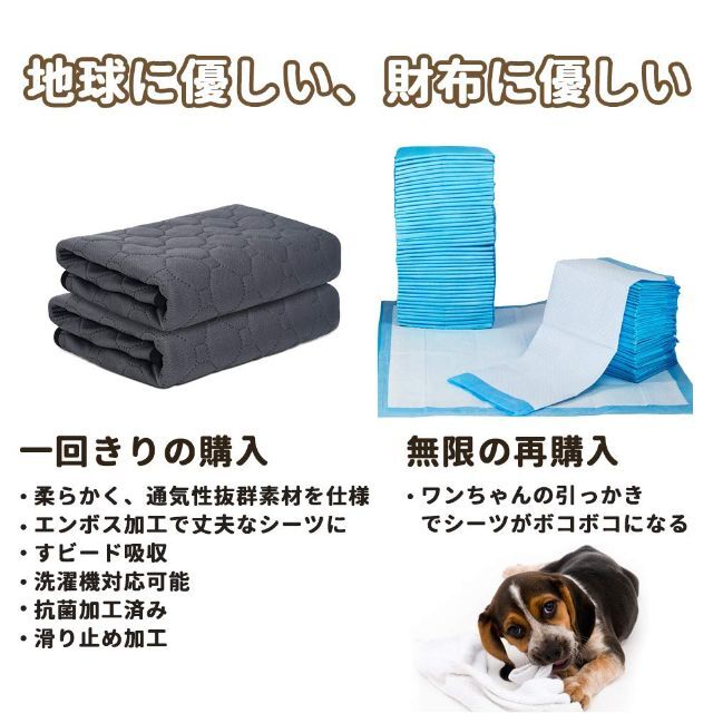 ペットシーツ 洗える 猫 犬用 おしっこパッド ペット用 トイレ下敷きマット 速 4