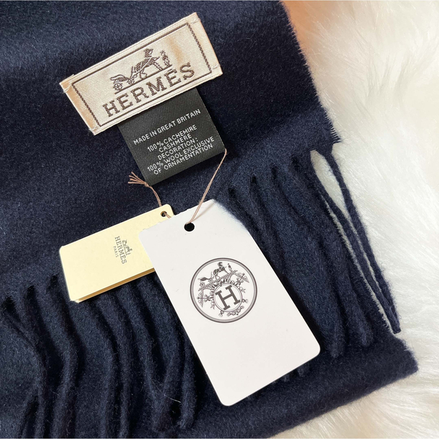 HERMES ハイランズ マフラー ユニセックス 濃紺 新品未使用