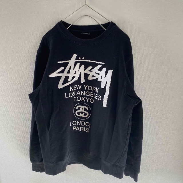 ビッグサイズ　STUSSY ステューシー　スウェットトレーナー　スクリプトロ　黒