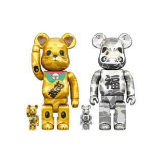 メディコムトイ(MEDICOM TOY)のBE@RBRICK BAPE(R) 招き猫 金メッキ & 達磨 銀メッキ(その他)