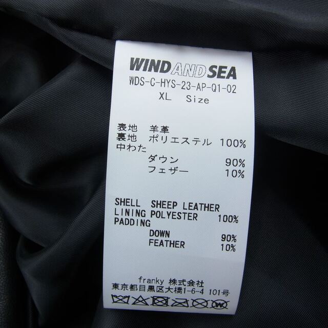 WIND AND SEA(ウィンダンシー)のWIND AND SEA ウィンダンシー 22AW WDS-C-HYS-23-AP-Q1-02 × WIND AND SEA ウィンダンシー WDS Leather Down Jacket レザー ダウン ジャケット ヨークレザー 羊革 ブラック系 XL【極上美品】【中古】 メンズのジャケット/アウター(その他)の商品写真