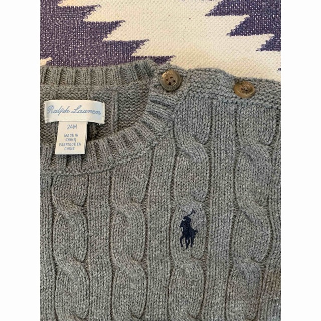 Ralph Lauren(ラルフローレン)の【美品です】ラルフローレン　セーター　グレー　24M キッズ/ベビー/マタニティのベビー服(~85cm)(ニット/セーター)の商品写真