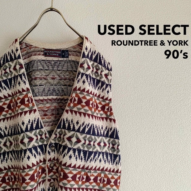 古着男子USA製 Native Pattern Knit Vest / 90年代