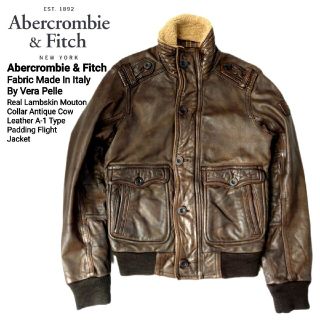 アバクロンビーアンドフィッチ(Abercrombie&Fitch)のアバクロンビー&フィッチ 最高級アンティークレザー衿ムートンフライトジャケット(レザージャケット)