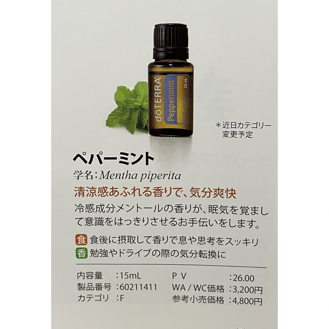 doTERRA ドテラ ペパーミント15 ml 2個セット コスメ/美容のリラクゼーション(エッセンシャルオイル（精油）)の商品写真