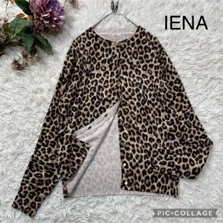 イエナ(IENA)のIENA レオパードプリントニットカーディガン　ゴールドボタン　豹柄(ニット/セーター)