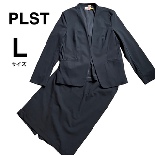 プラステ(PLST)のプラステ　ノーカラースーツ　 ネイビー　L(スーツ)