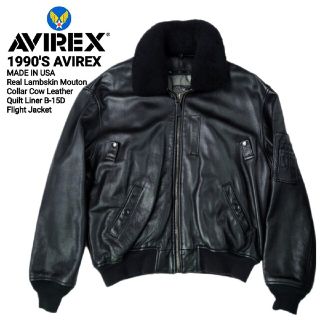 超極上品 90S AVIREX USA製 最高級衿ムートンカウレザーB-15D