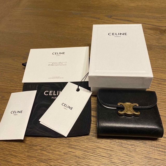 超可爱の - celine スモールウォレット ブラック シャイニーカーフ