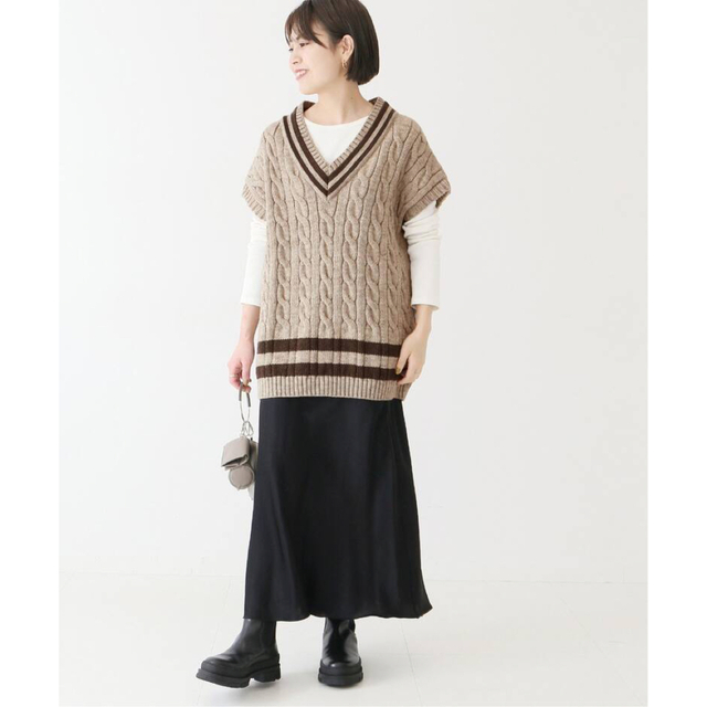 ベスト【Oldderby Knitwear】別注クリケットケーブルニットベスト 1