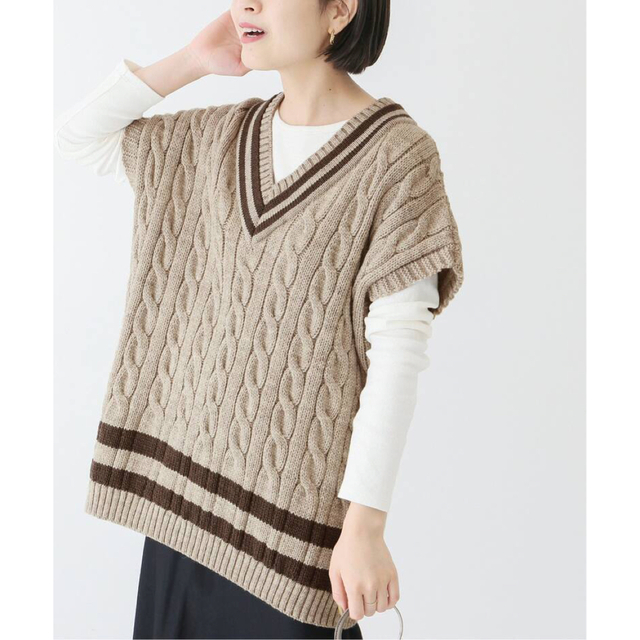 ベスト【Oldderby Knitwear】別注クリケットケーブルニットベスト