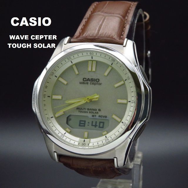 CASIO(カシオ)のCASIO 電波ソーラー 腕時計 WVA-M630 レザーベルト メンズの時計(腕時計(アナログ))の商品写真