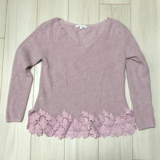 プロポーションボディドレッシング(PROPORTION BODY DRESSING)のプロポーションボディドレッシング　ニット　ピンク　長袖　花柄　レース(ニット/セーター)