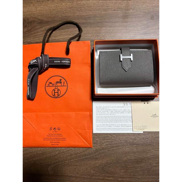 送料込】 Hermes グリメイヤー エルメス ベアンミニ カードケース