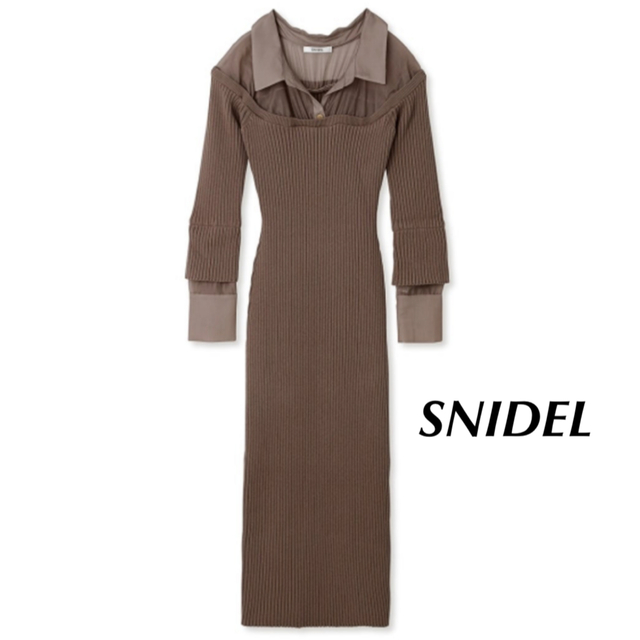 SNIDEL(スナイデル)のSNIDEL オフショルニットドッキングワンピース レディースのワンピース(ロングワンピース/マキシワンピース)の商品写真