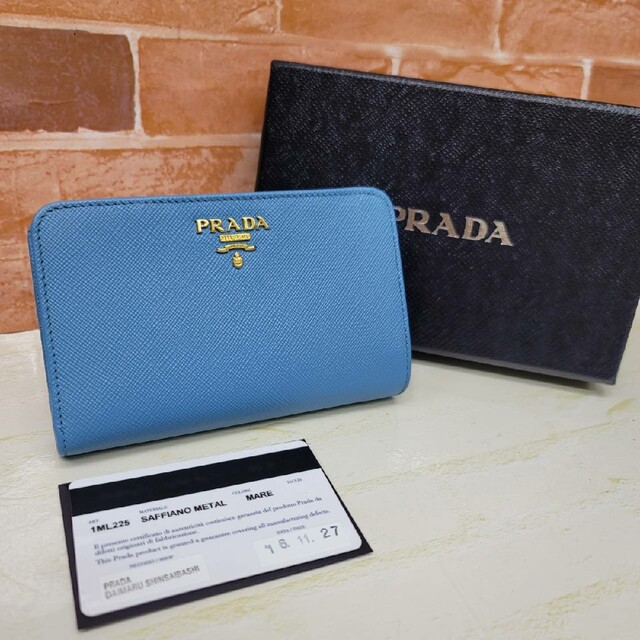 美品PRADA☆鑑定済☆サフィアーノ MARE 1ML225 プラダ財布-