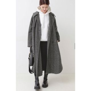 スピックアンドスパン(Spick & Span)のSpick and  span Wスライバー ヘリンボーンボリュームコート　38(ロングコート)