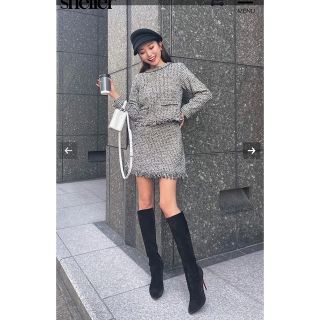 sheller】Richツイードフリンジトップス&ツイードフリンジキュロット