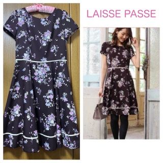 レッセパッセ(LAISSE PASSE)のレッセパッセ♡ 水彩フラワーフレアーワンピース♡(ひざ丈ワンピース)