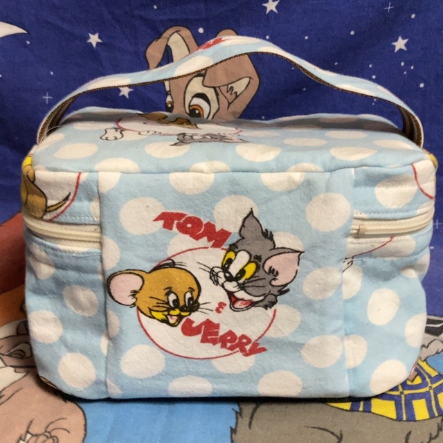 本物保証! ハンドメイド バニティ ビンテージシーツ トムジェリ バッグ 本物保証! ハンドメイド バニティ ビンテージシーツ トムジェリ バッグ