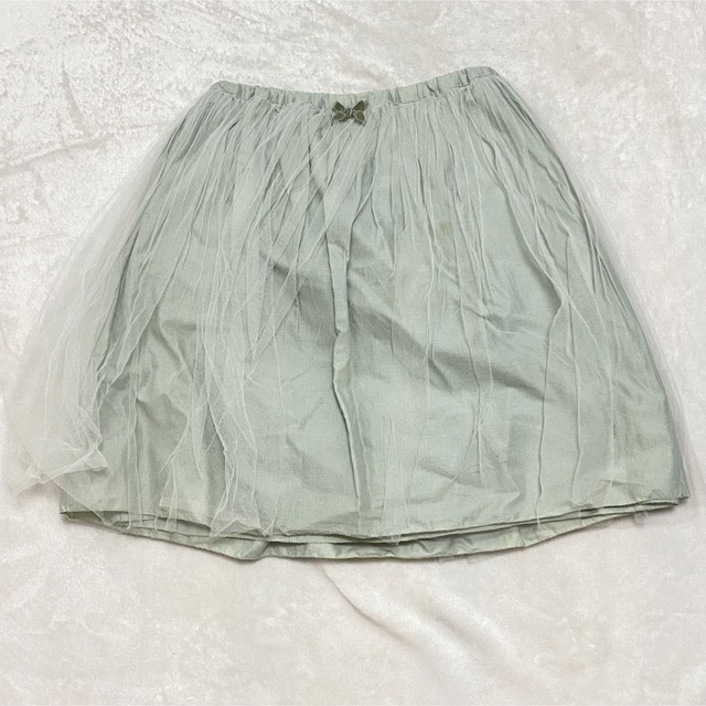 Bilitis dix-sept ans(ビリティスディセッタン)のビリティス　グリーンチュールスカート レディースのスカート(ミニスカート)の商品写真