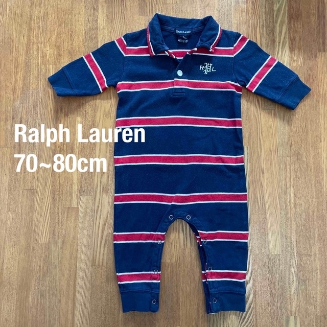 Ralph Lauren(ラルフローレン)の使用感あり☆ Ralph Lauren カバーオール　ネイビー/6-12M キッズ/ベビー/マタニティのベビー服(~85cm)(カバーオール)の商品写真