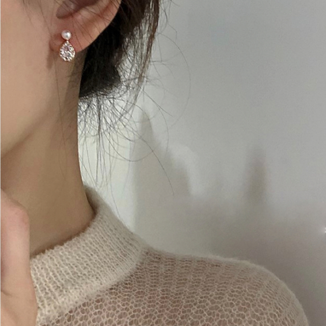 一粒パール雫ジルコニアピアス ピアス | d-edge.com.br