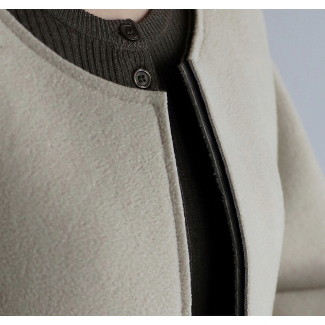 Riberry ノーカラーコート レディースのジャケット/アウター(ロングコート)の商品写真
